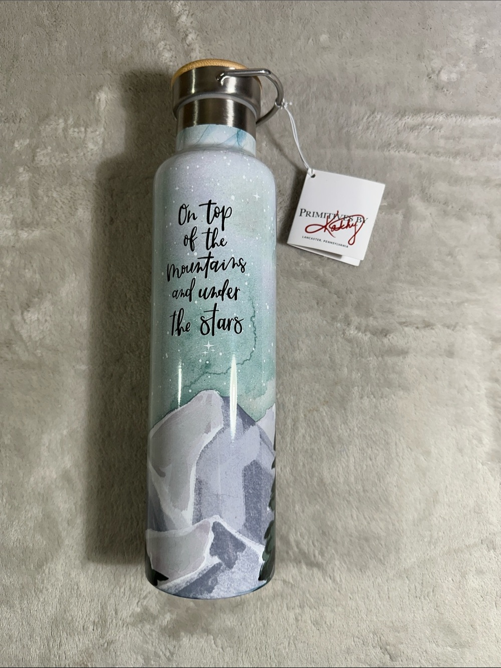 Primitives by Kathy Mint Green Mountain Stars Insulated Bottle